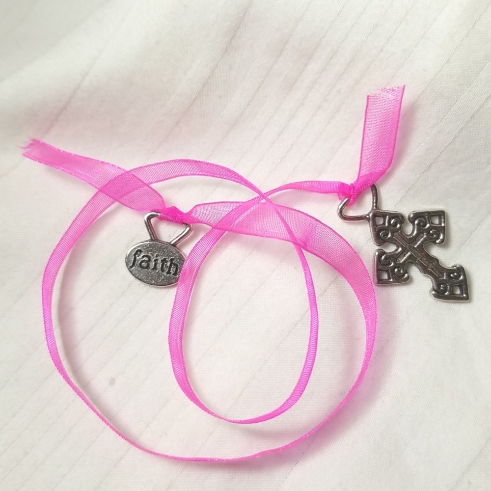 Silver Cross FAITH Pink Ribbon Book Mark